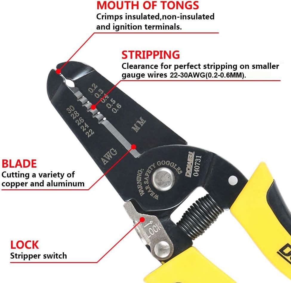 DOWELL 22-30 AWG Wire Stripper Stripping Tool 22-30AWG, Yellow