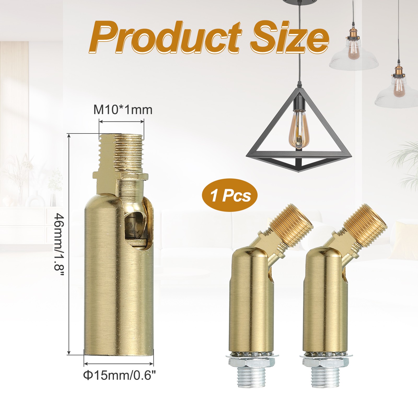 180 Degree M10 Thread Red Brown 46x15mm Sloped Ceiling Adapter