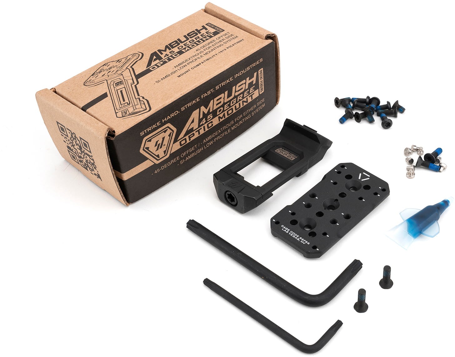 Strike Industries Ambush 45-Degree Optic Mount, Black, One Size, SI-AMBUSH-OM45