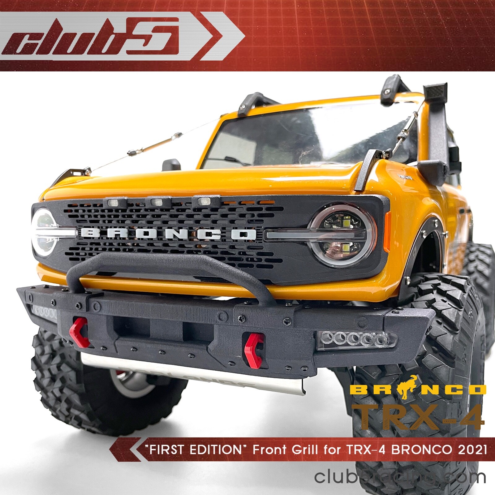 Custom Front Grille w/ LED for Traxxas TRX-4 2021 Ford Bronco