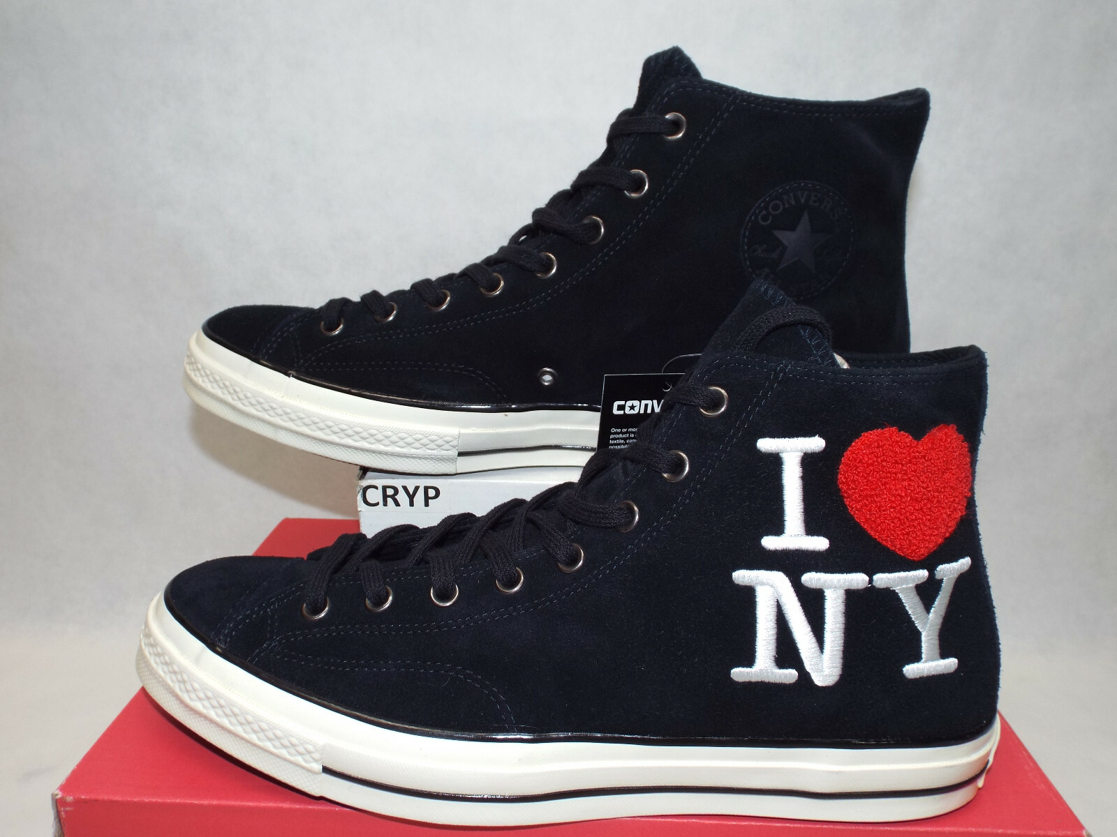 New Mens 12 Converse CTAS 70 Hi I Love NY Black Egret Shoes MSRP $100 161185c