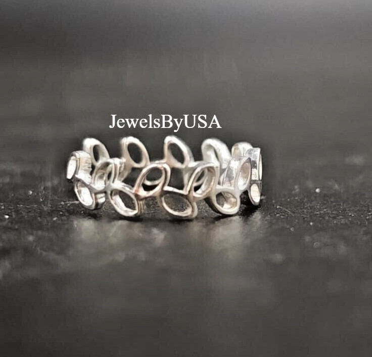 Solid Metal Valentine's Gift 4 Women's Daily Wear 925 Silver "LEAF" Toe Ring