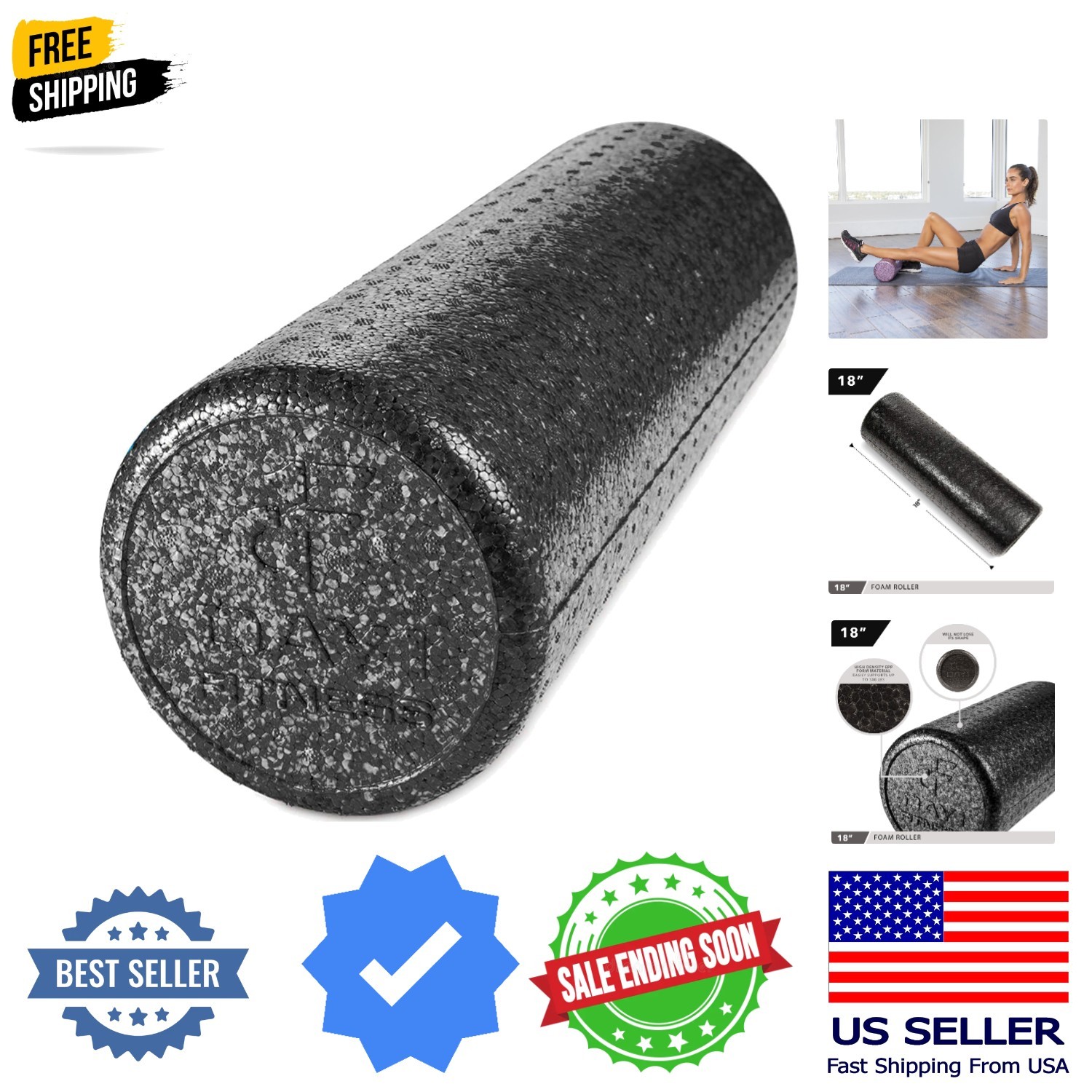 High Density Muscle Foam Rollers - Sports Massage Rollers for Stretching, Phy...