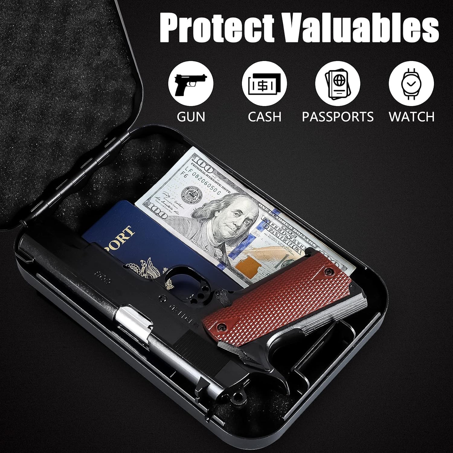 Portable Gun Safe Lock Box for Pistols Handgun Case Combo Lock Home Car Travel