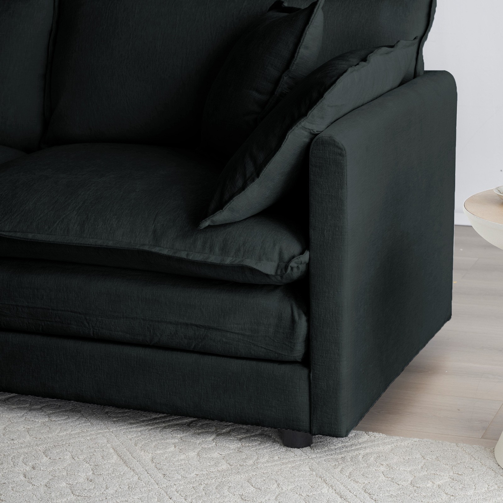 Chenille Ottoman Footrest for 2, 3, 4 Seater Sofas, Black