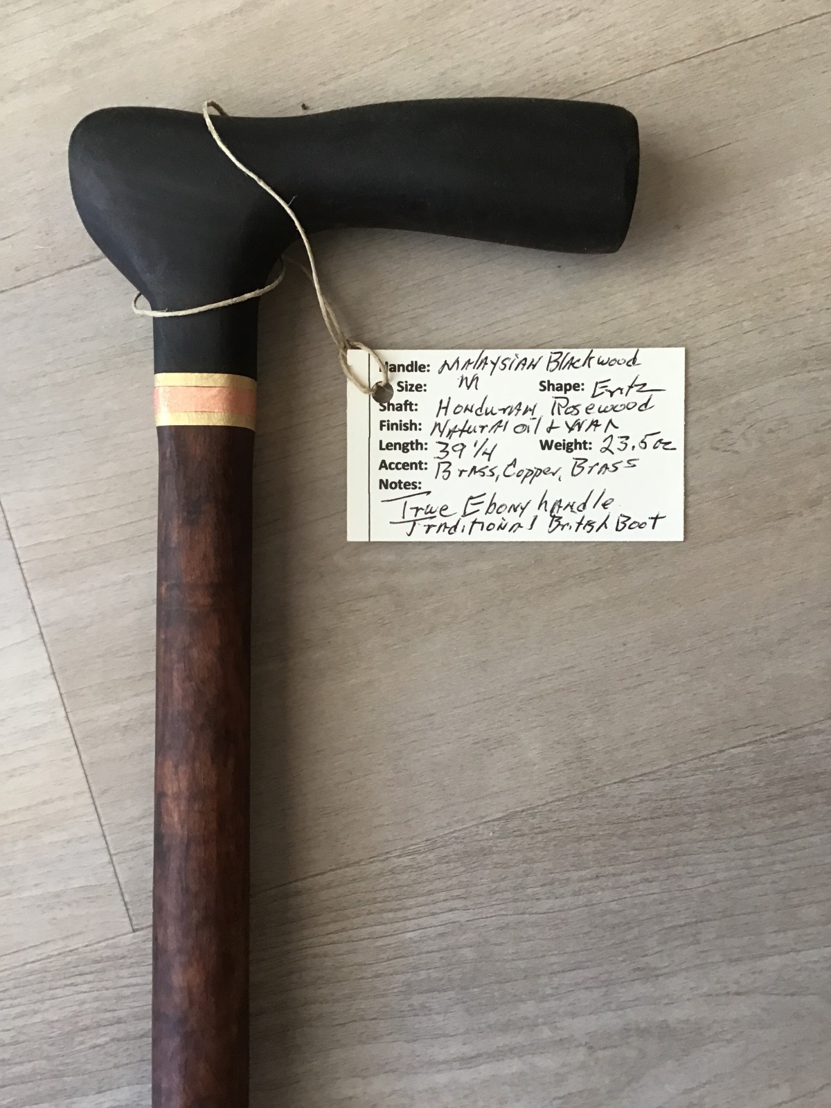 Sturdy Blackwood Ebony  and  Rosewood Cane - USA Veteran  Made