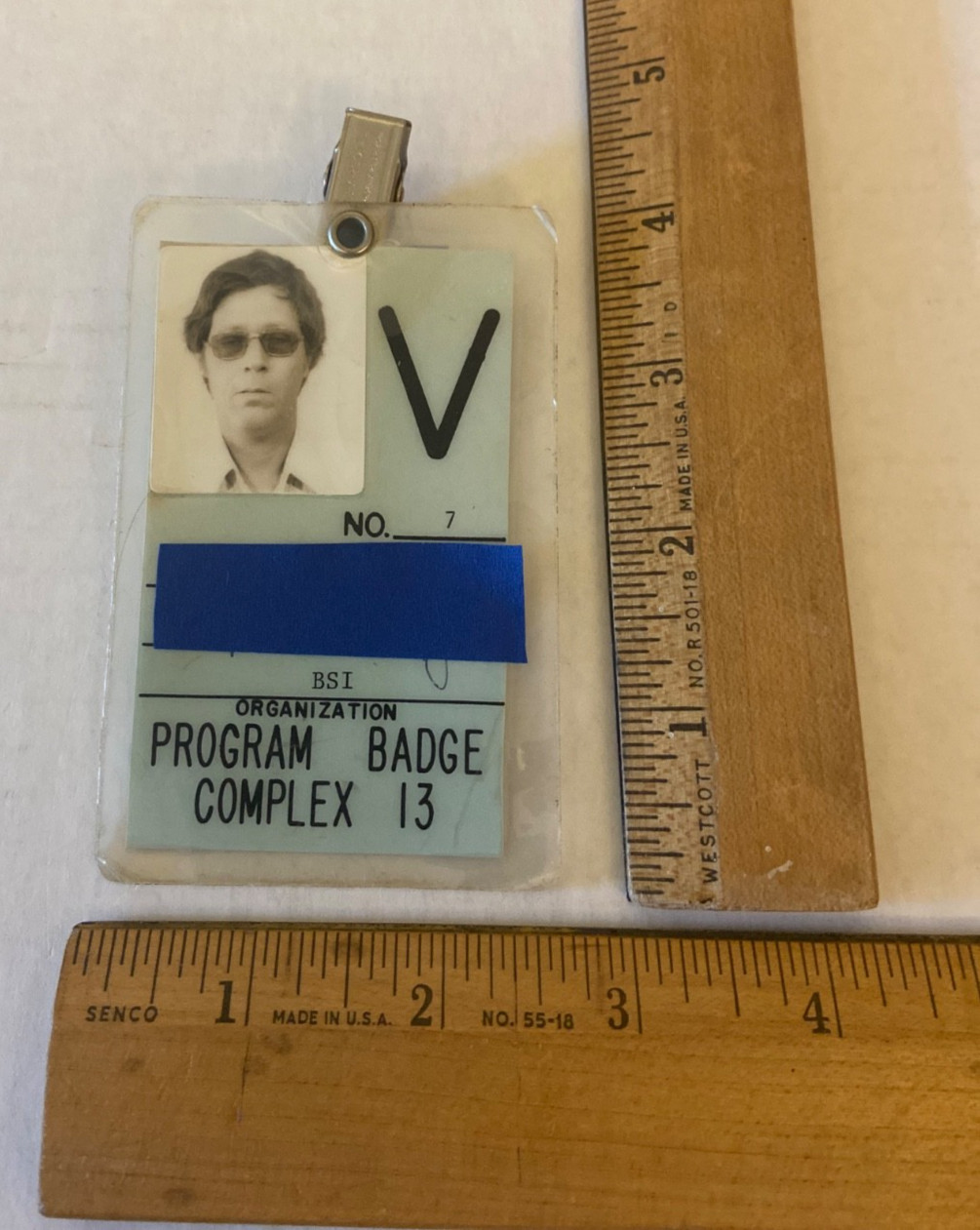 ORIGINAL NASA USAF 1950s-70s LAUNCH COMPLEX 13 CCAFS Employee V Access Badge #7