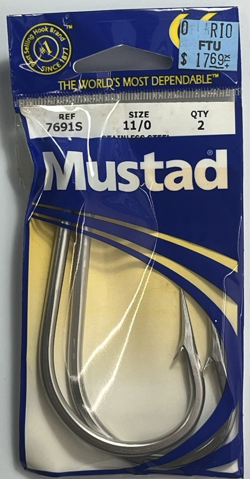 Mustad 7691S 11/0 Qty 2 Stainless Steel Hooks