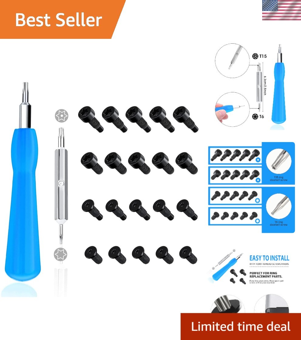 All-in-One Replacement Tool Set: T6/T15 Screwdrivers & 20 Screws for Doorbells