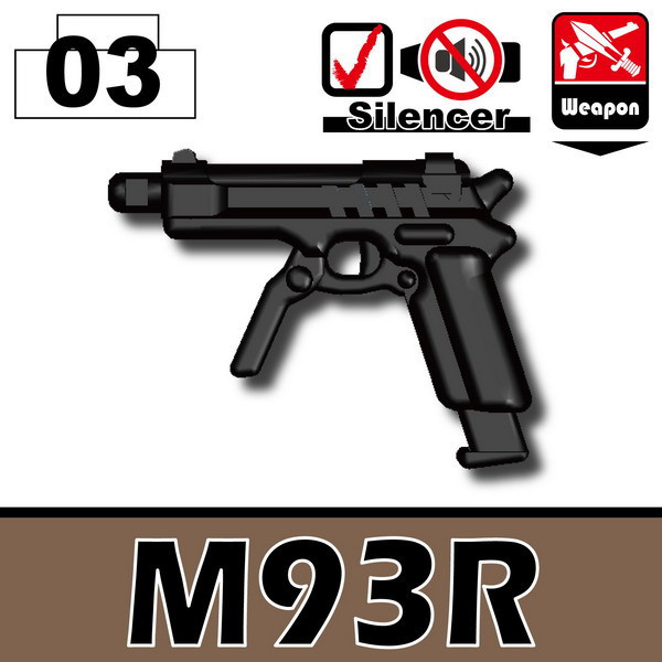 M93R Black Machine Pistol compatible with toy brick minifigures Army SWAT