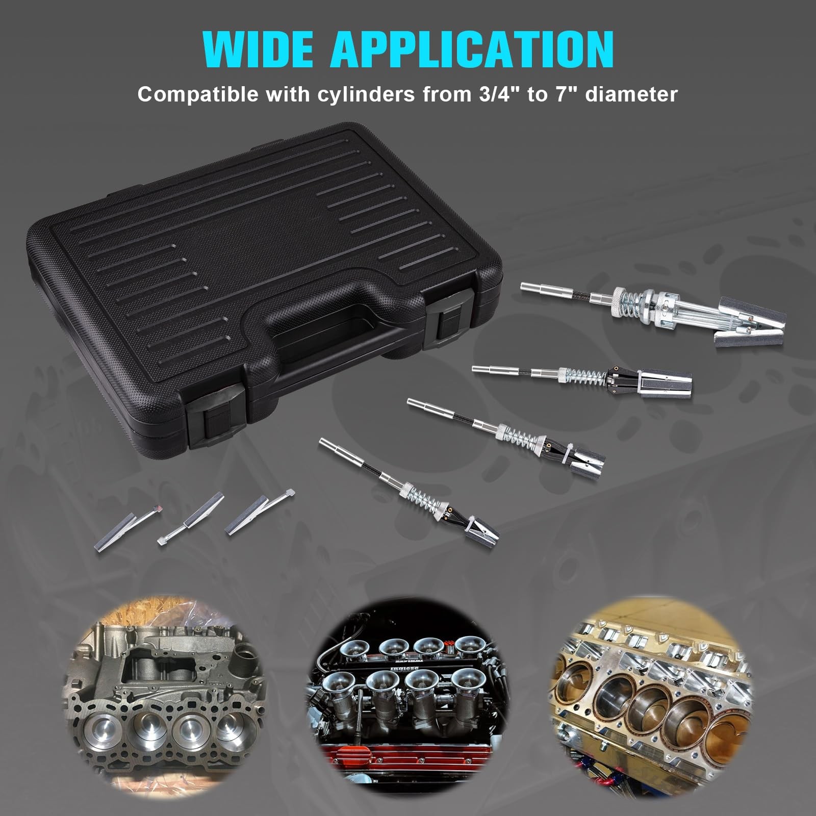 7Pcs Engine Cylinder Hone Tool Kit 3/4 to 7 Adjustable Deglazer Rebuild Engine