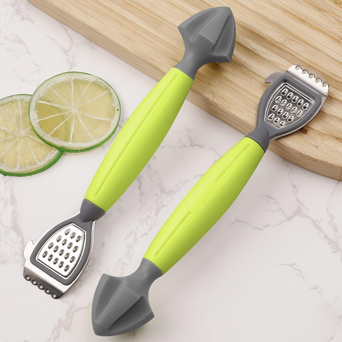 Multifunction Lemon Zester & Juicer Stainless Steel Green Handle