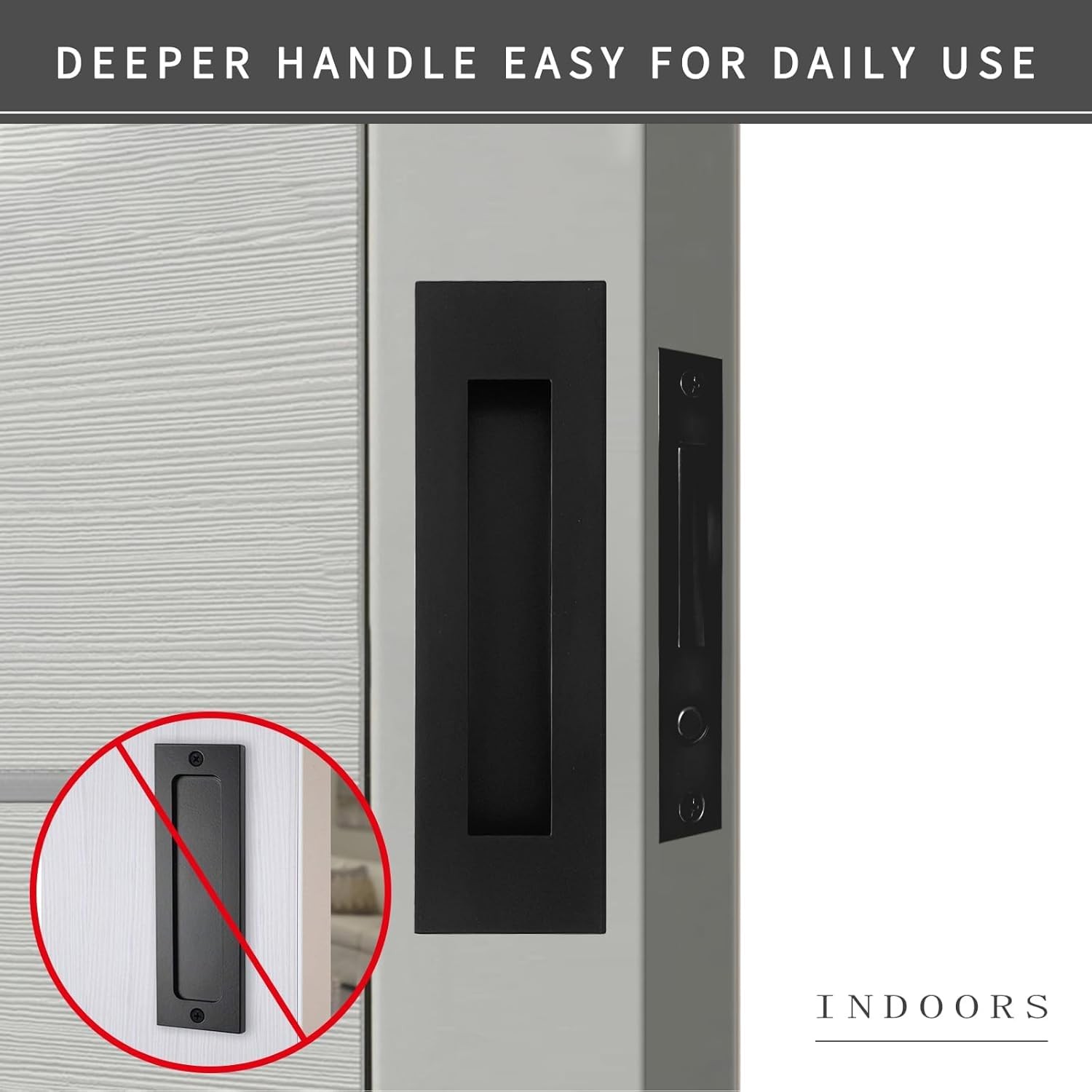 senharvest Recessed Finger Flush Pulls with Edge Pull -Sliding 6 Inch, Black