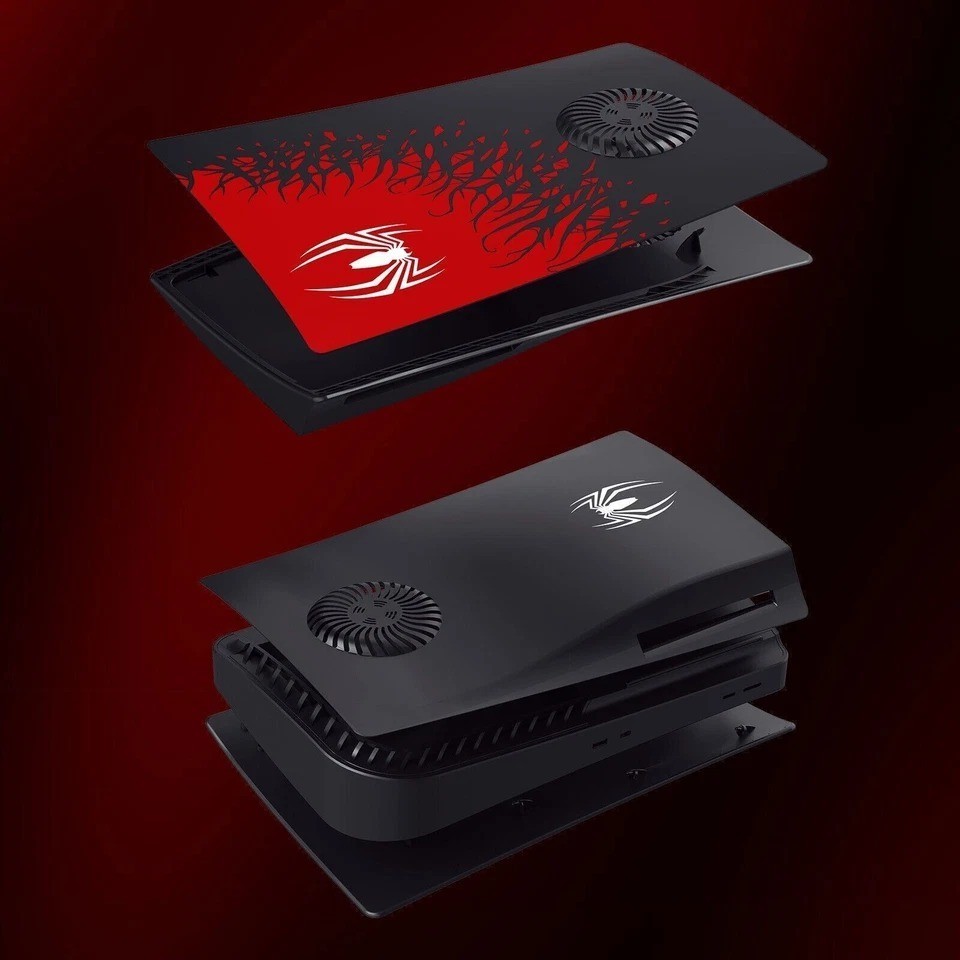 SpiderMan PS5 Vent Plates Covers DISC VERSION Venom PlayStation, Red & Black Set