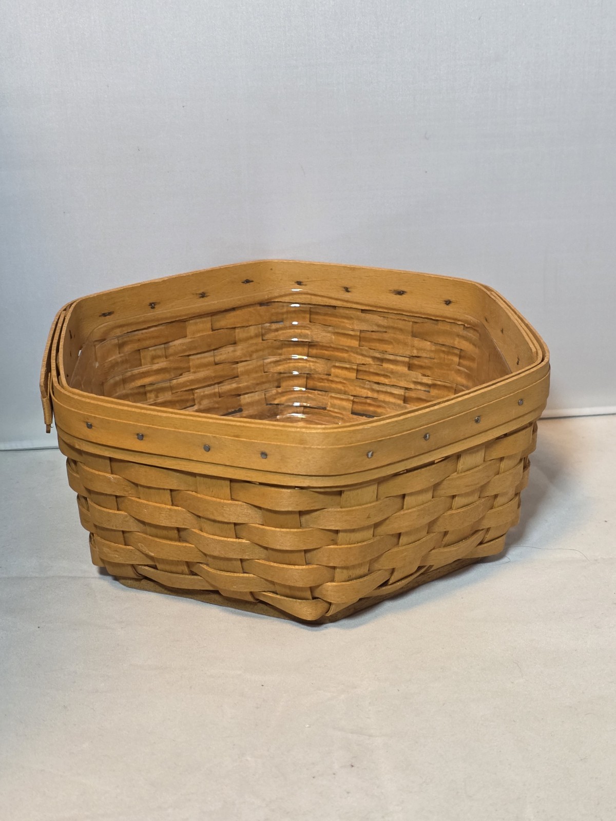 Generations Longaberger Hexagon Basket with Plastic Protector 4" height 9" Width