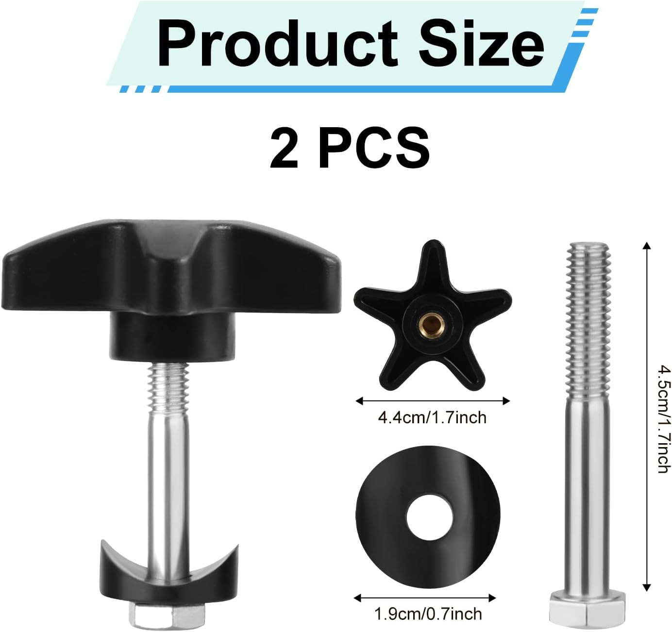 2 Sets Rollator Walker Replacement Knobs, Comfortable Black Plastic Knobs, Unive
