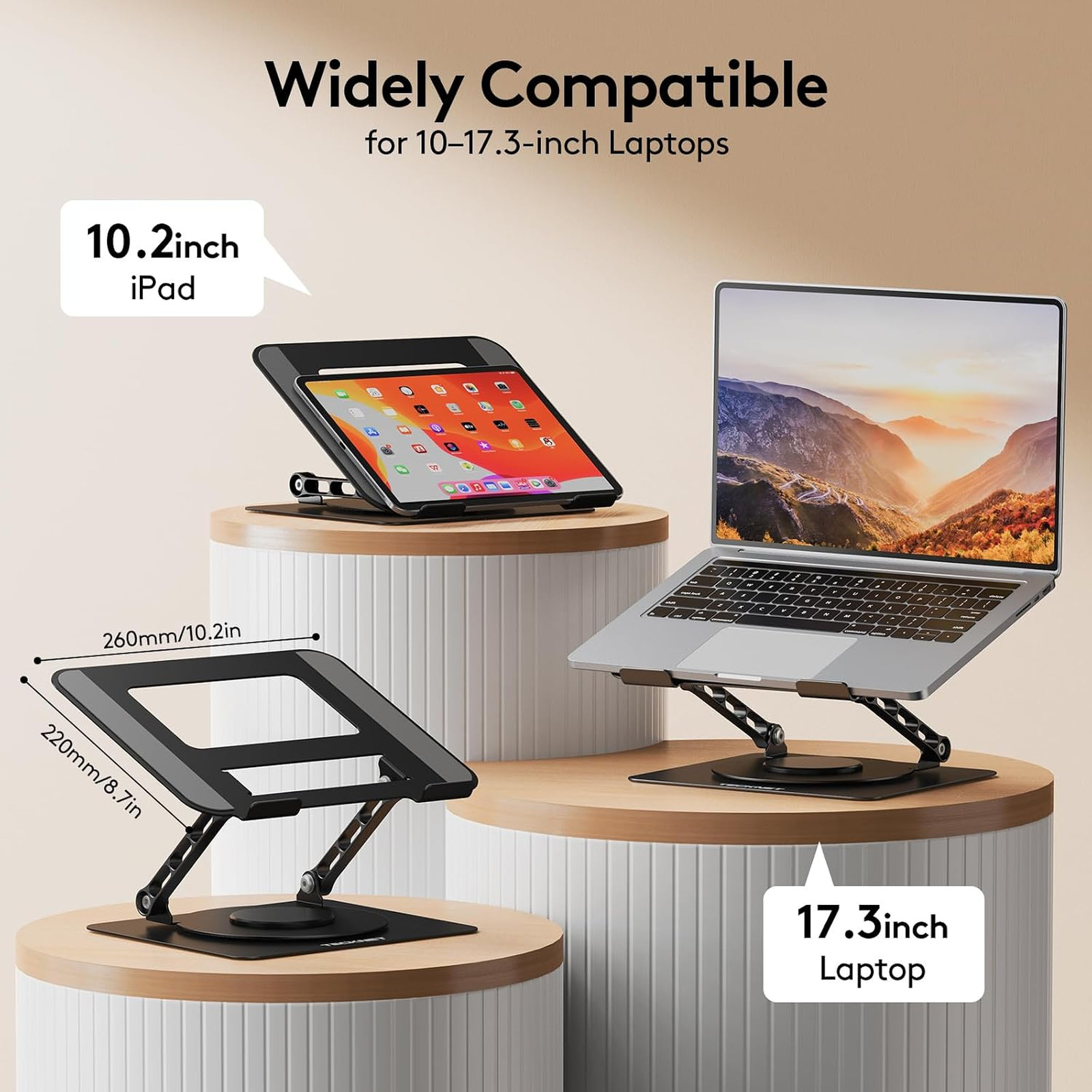 Laptop Stand for Desk, 360 Degree Rotating Ergonomic Height Adjustable Computer