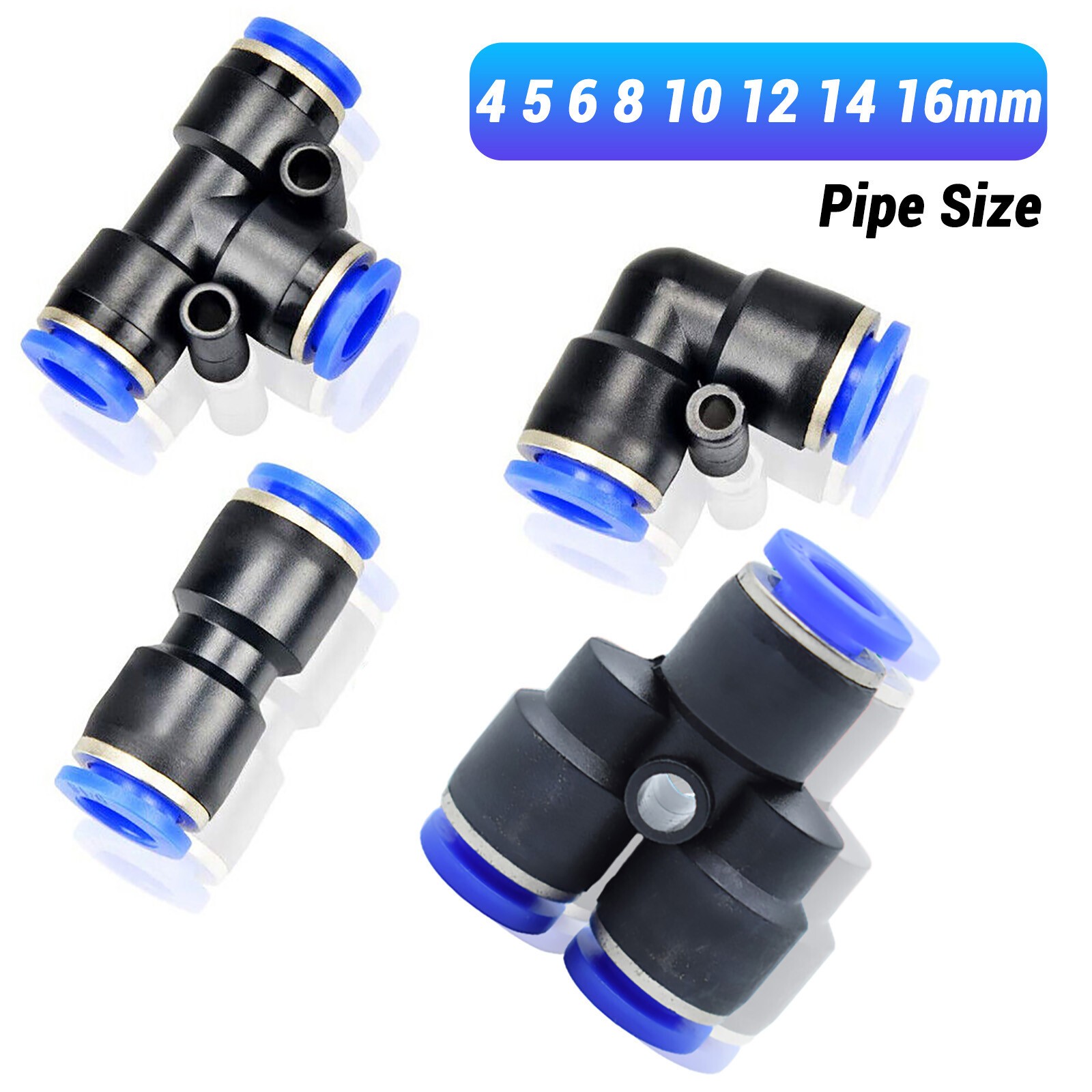 Nylon Pneumatic Push Fit Connector Tube Pipe Joiner Speed Air Water Lines Hose
