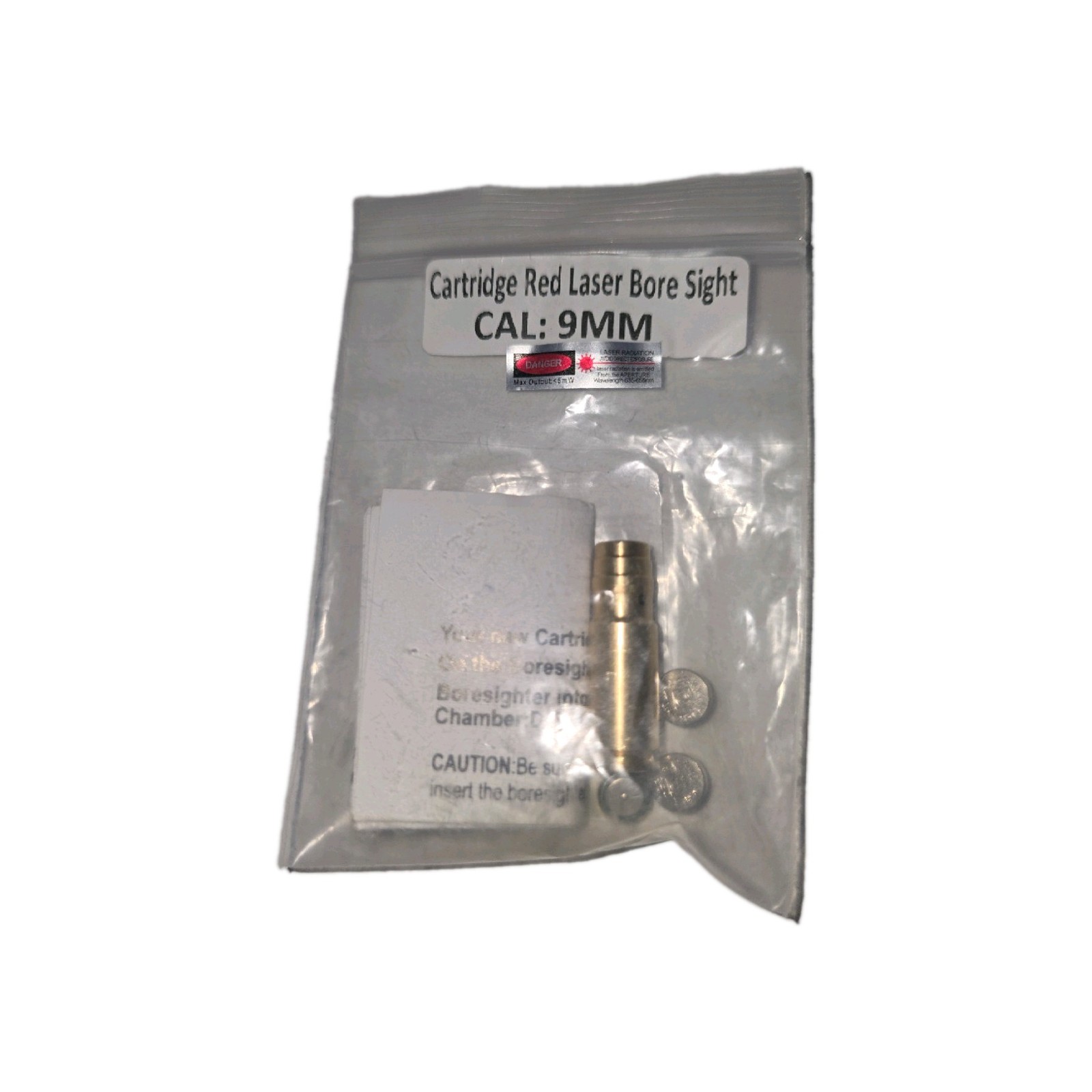 Red Laser Bore Sight Cartridge CAL: 9MM Brass Chamber w/ Batteries