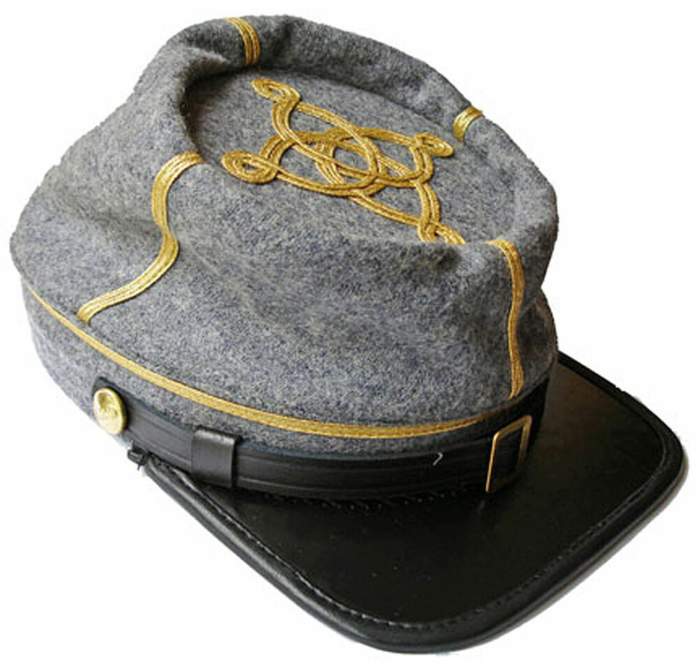 American Civil War Officer Confederate Captain Grey Kepi Cap Hat - ALL SIZES!!!