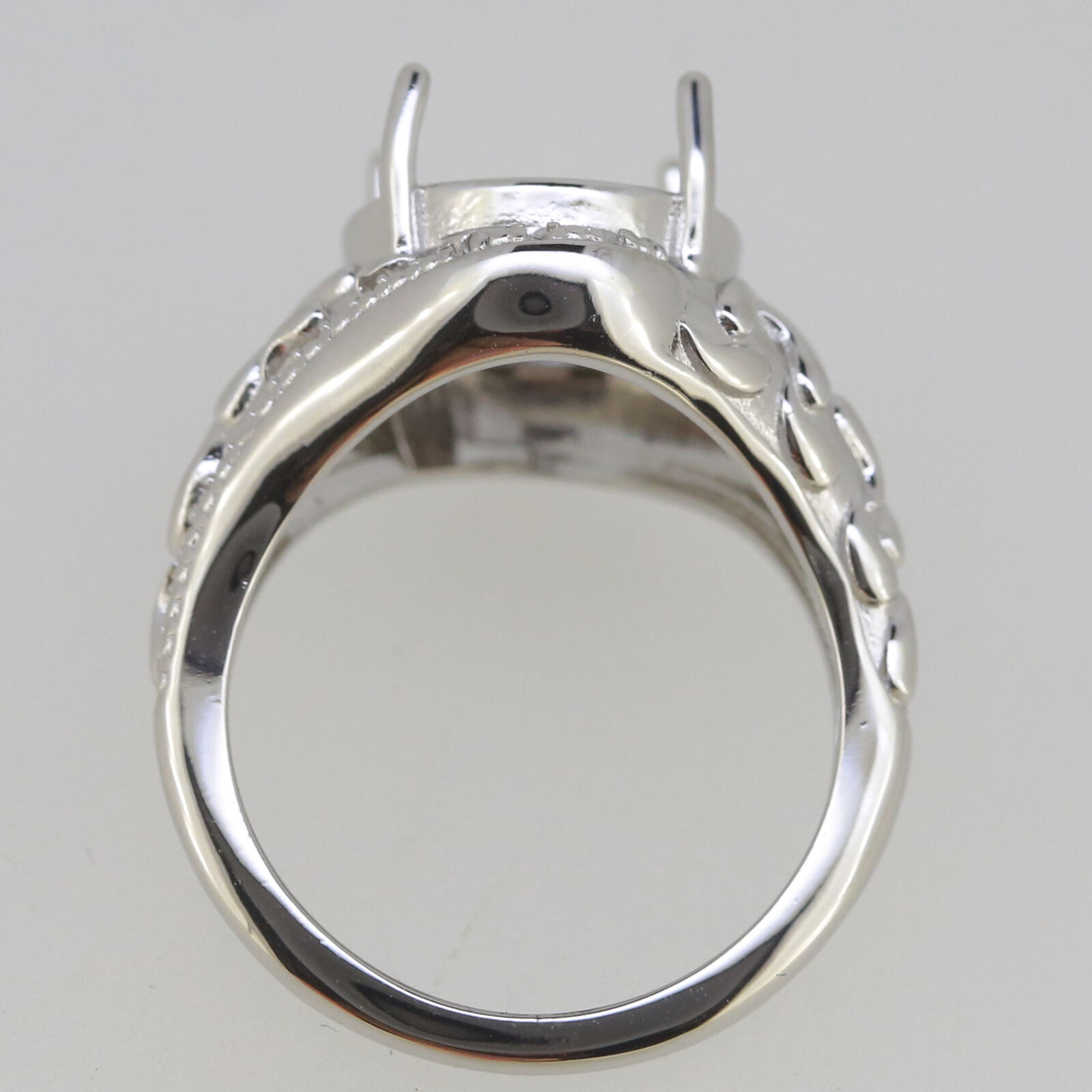 Vintage Style Sterling Silver Semi Mount Ring Setting Round RD 9x9mm