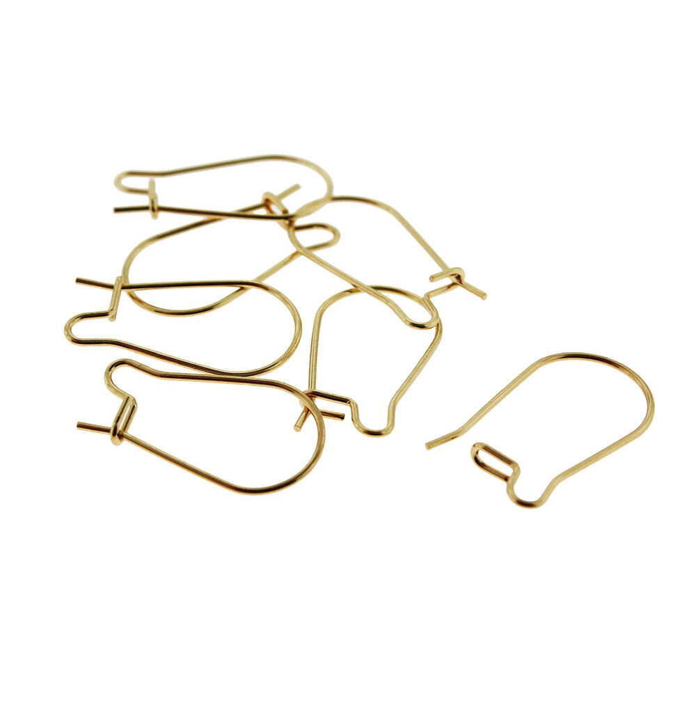 20 Gold Stainless Steel Earring Wires Kidney Style Hooks 10 Pairs - Z1084