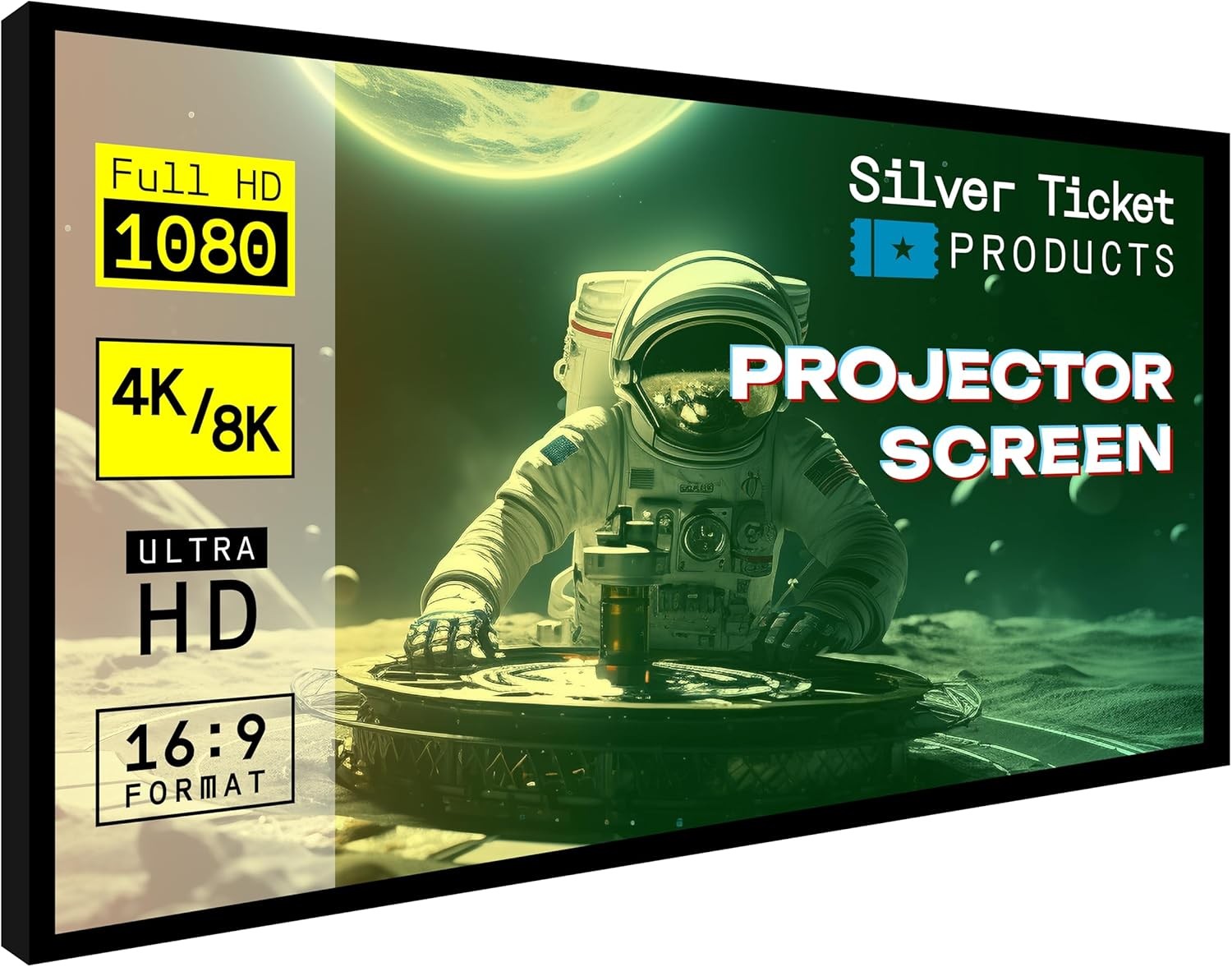Silver Ticket Products STR Series 6 Piece Home 16:9, 92", White Material