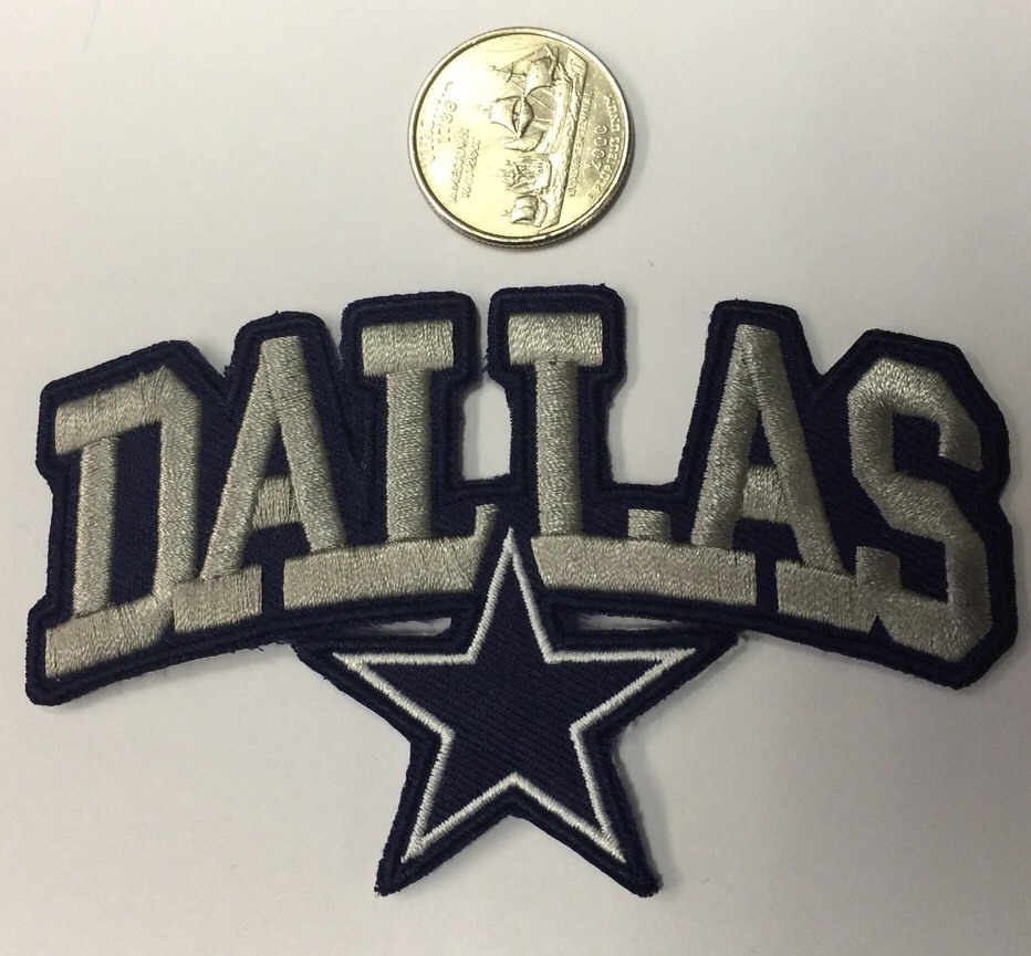 DALLAS COWBOYS, NFL Patch-Iron On 4" x 2 1/2" Nice! Silver/Blue