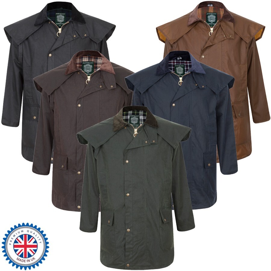 Portmann Mens & Ladies 3/4 Stockman Short Cape Wax Jacket Coat & Hood
