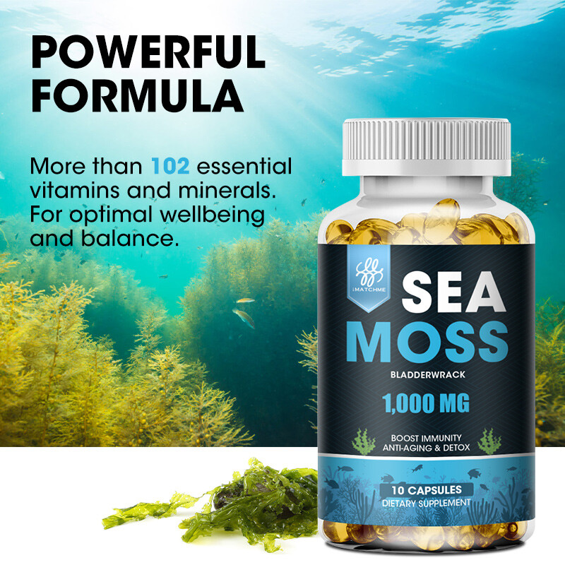 120 Pills Organic Sea Moss Capsules,Irish Sea Moss, Bladderwrack Immune Health