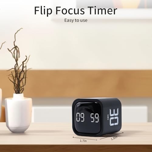 Productivity Timer Flip Gravity Sensor Cube Timer Countdown & 1 Black