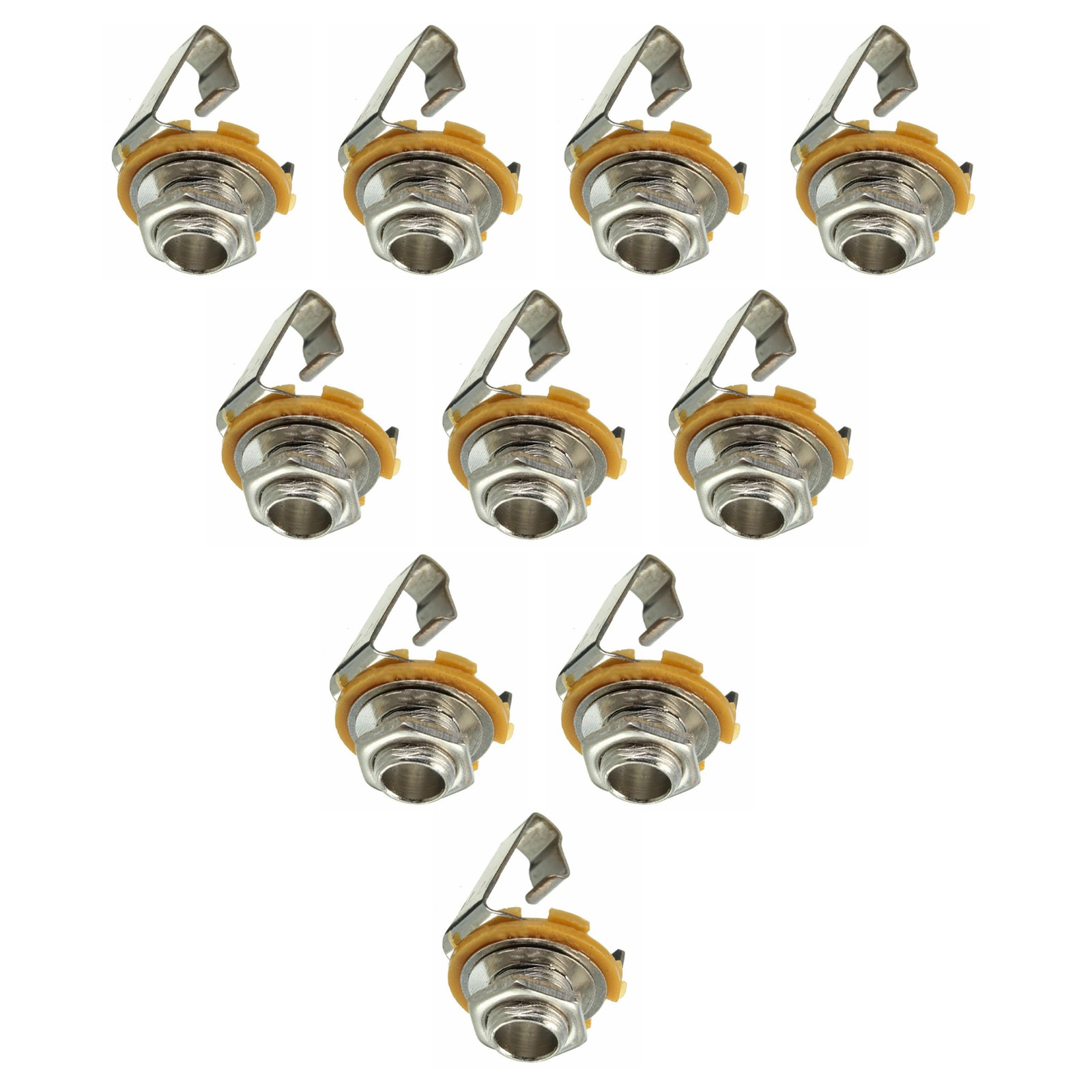 10pcs/Set Mono 1/4" 6.35mm ID Socket Jack Connector Panel Mount Guitar Plate NEW