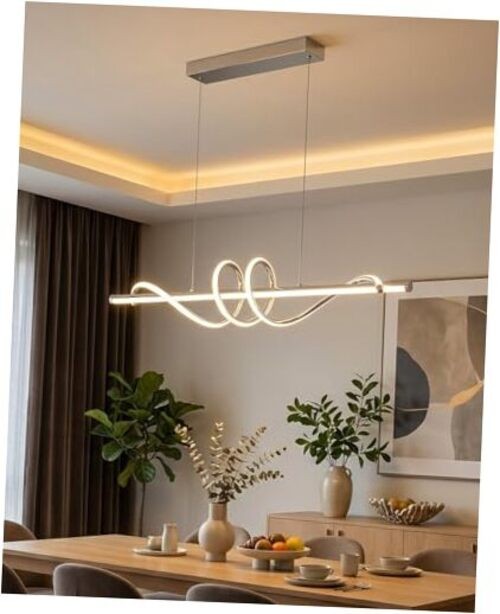 Modern Island Lights for Kitchen, 47.2 Inch Dining Table 47.2in Chrome Silver