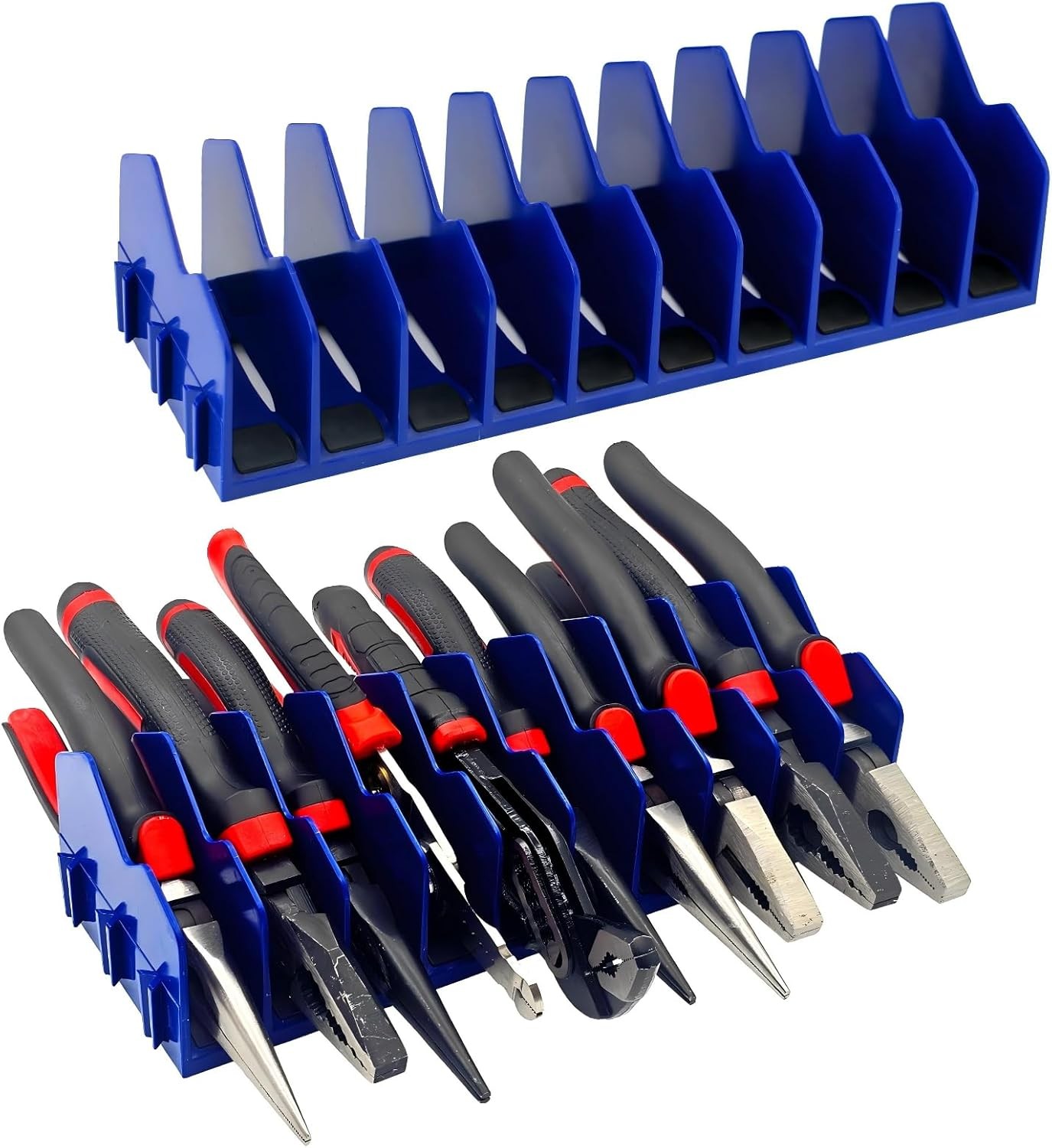 10-Slot Heavy Duty Plastic Tool Pliers Organizer Rack 2-Pack 20 Slots W/