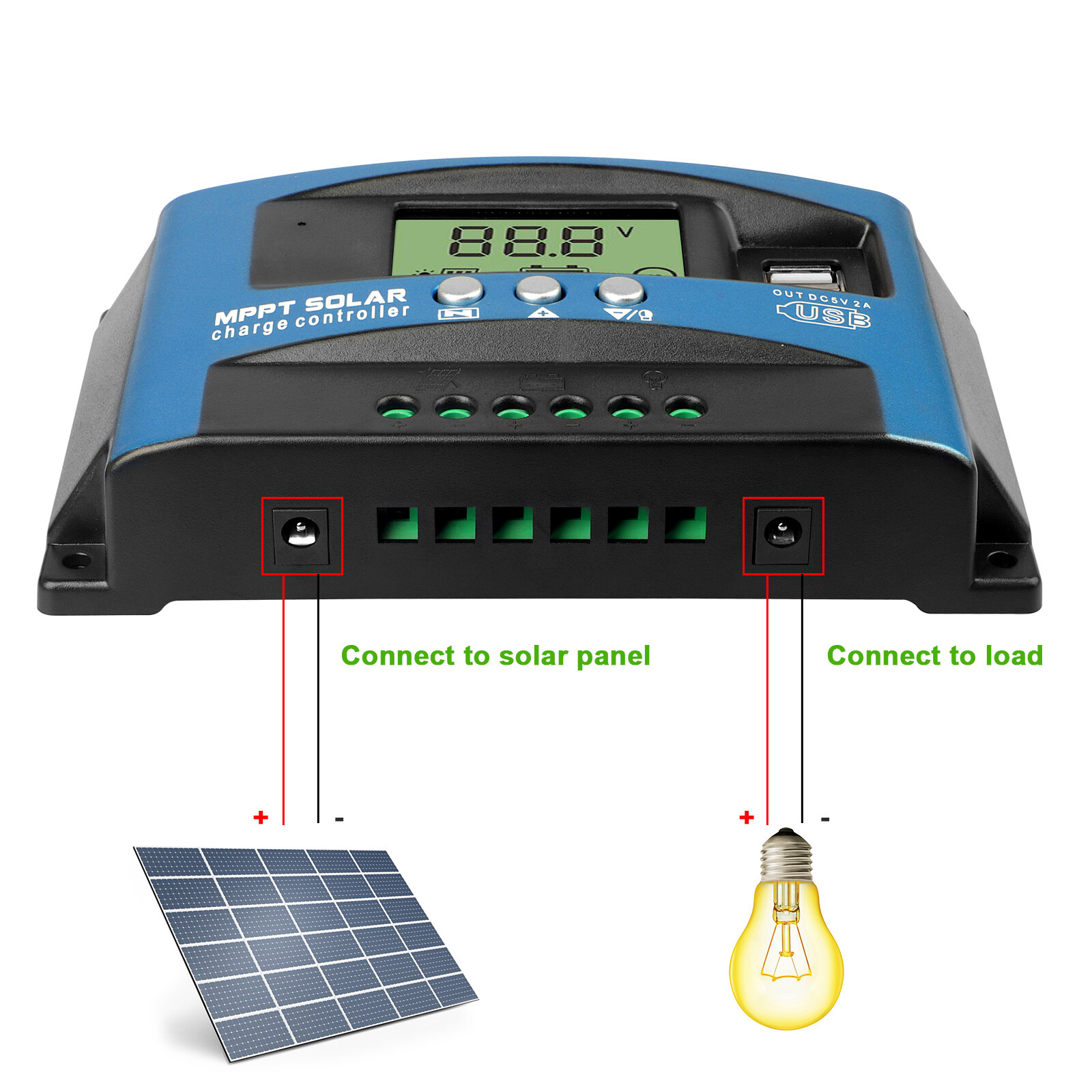 100A MPPT Solar Panel Regulator Charge Controller 12V 24V Auto Focus Tracking