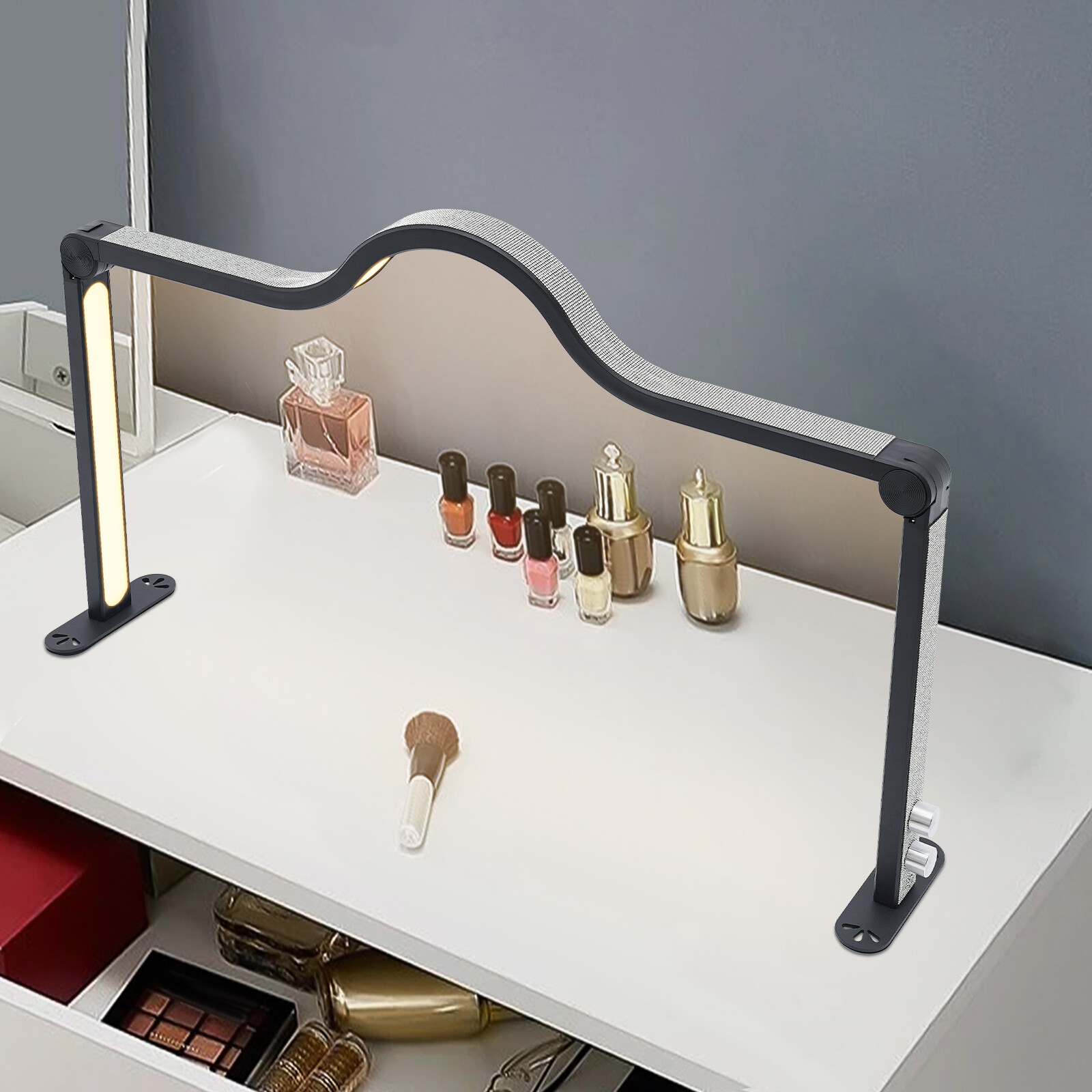 Half Moon LED Nail Desk Lamp for Nail tech,  3000K-6000K, Stepless?Dimming Lamp