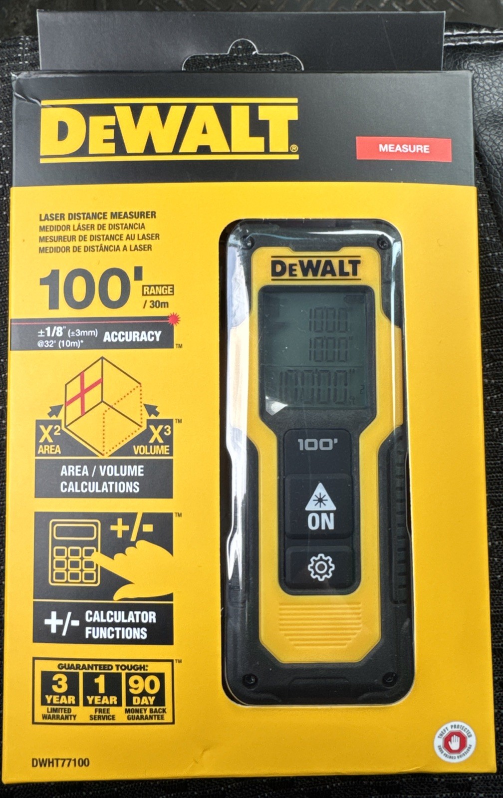 Dewalt DWHT77100 Laser Distance Measurer 100 Feet w/Calculator *New In Box*