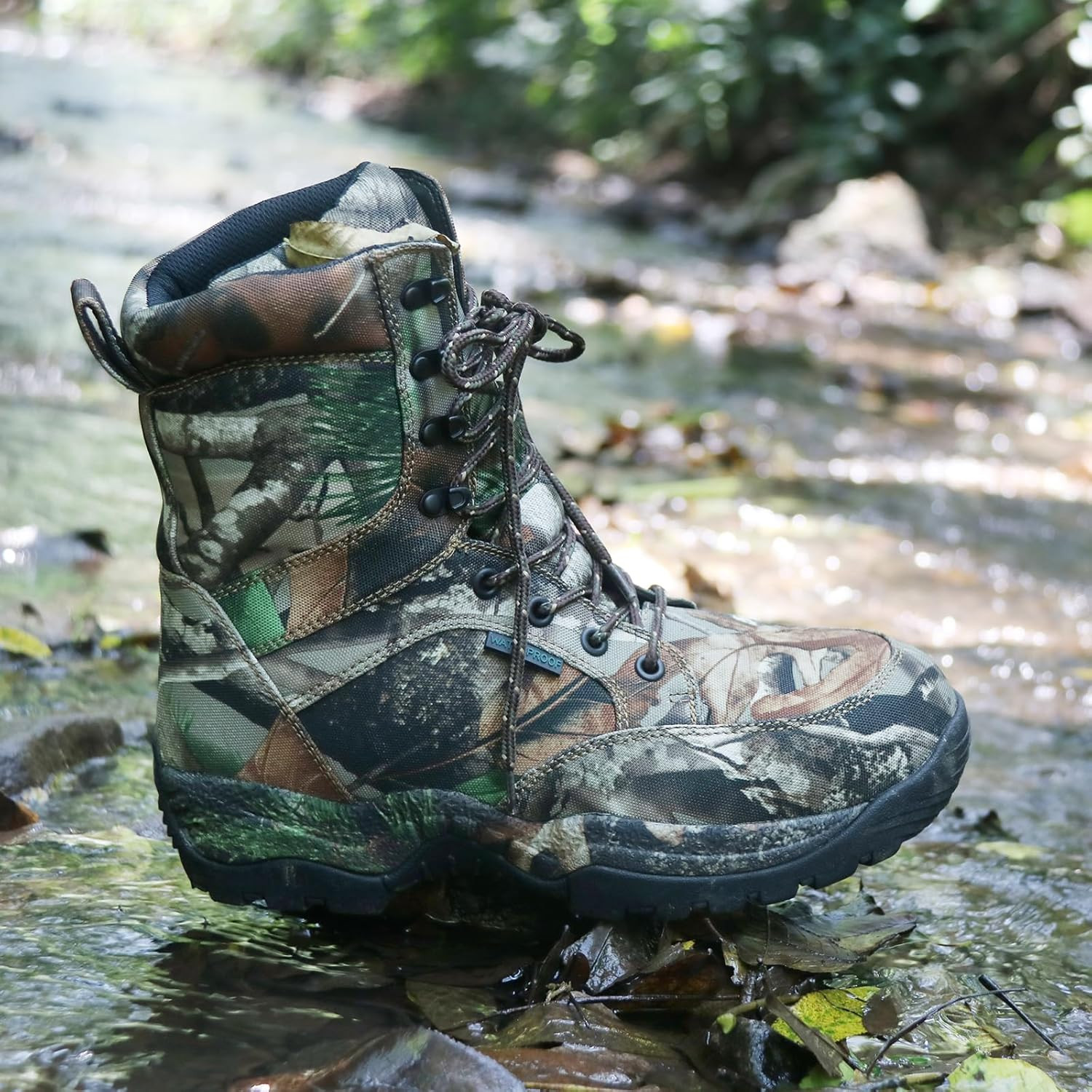 Men'S 8" Waterproof Hunting Boots Lightweight Insulated Camo Outdoor Boot, 400G
