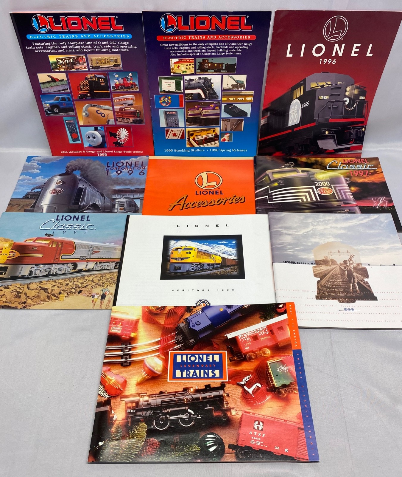 Lionel Train catalogs—1995 to 1998—Clean—Free Ship—LOT of 10