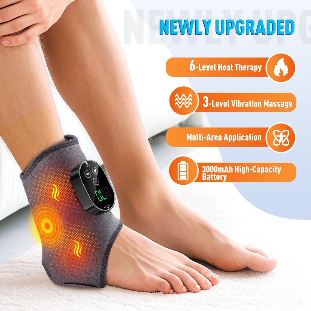 2pcs Electric Foot Ankle Massager Pain Relief 6 Heat Levels, 3 Vibration Modes