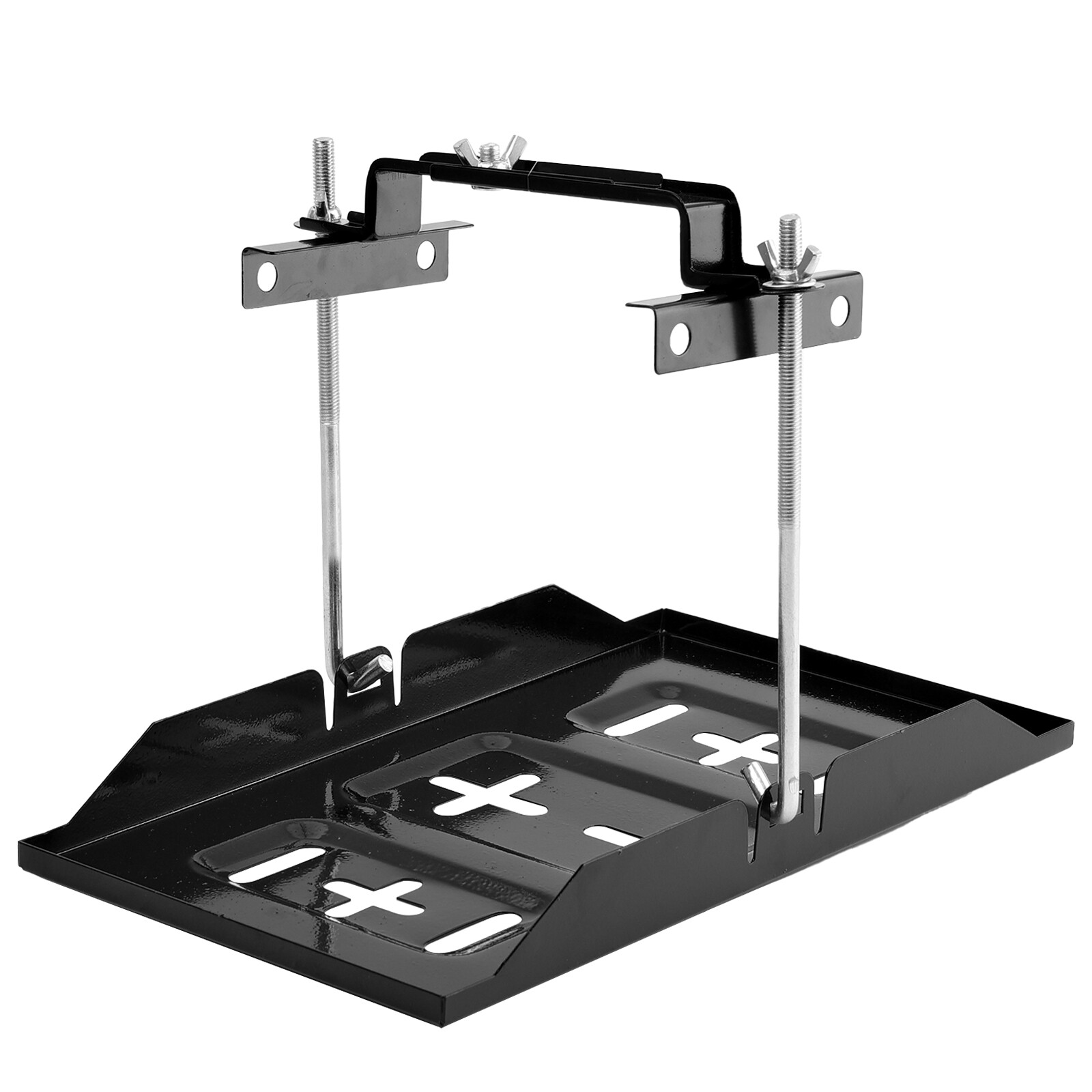 Universal Storage Battery Holder Adjustable Tray & Hold Down Clamp Bracket Kit,