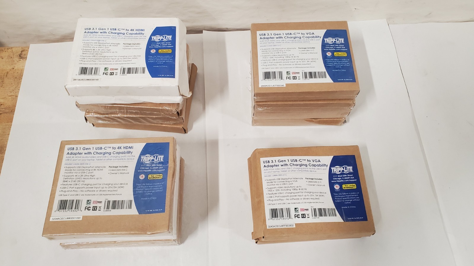 LOT OF 15 Tripp Lite USB C - 9  to HDMI & 6 to VGA - 8 Are New and Sealed
