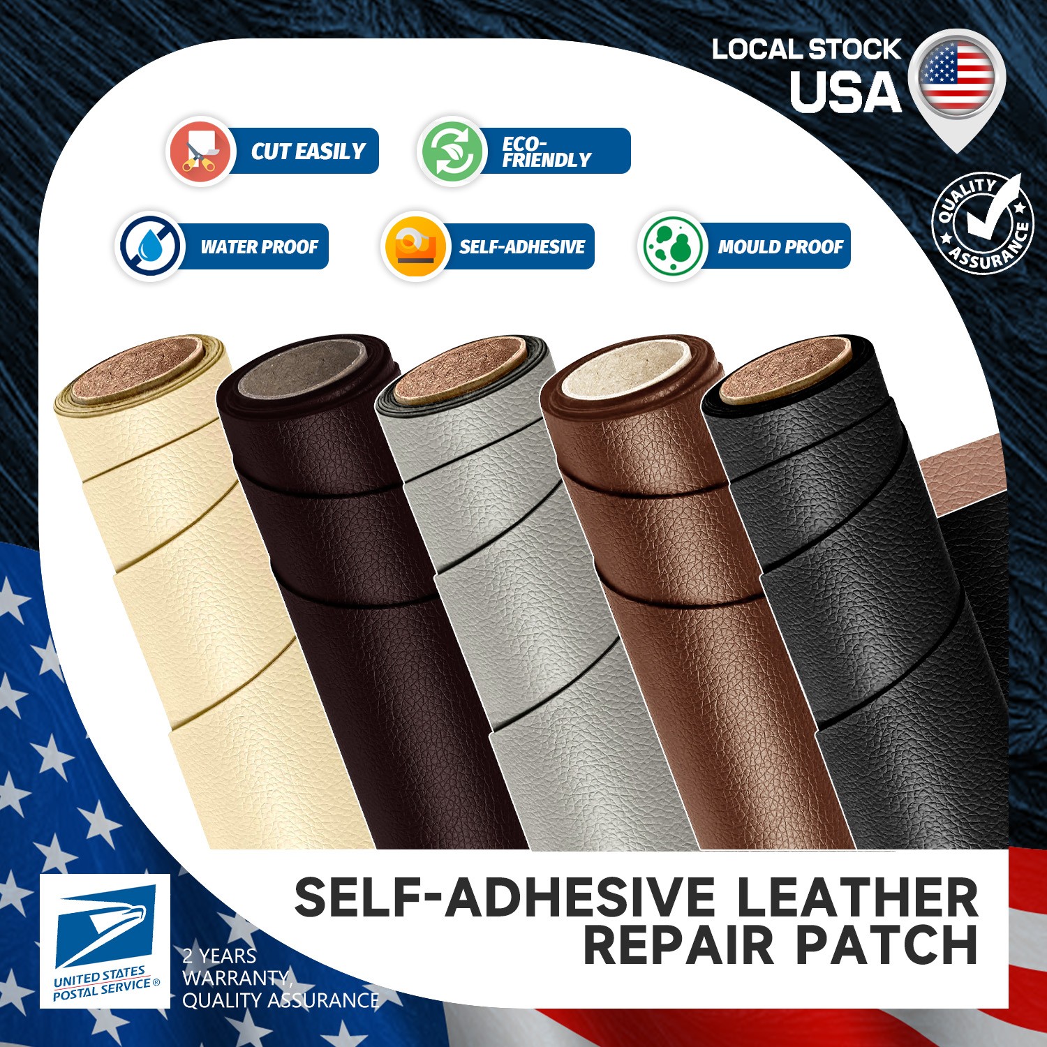 Leather Repair Self-Adhesive Patch Stick on Sofa clothing Patch Car Seat Bag US