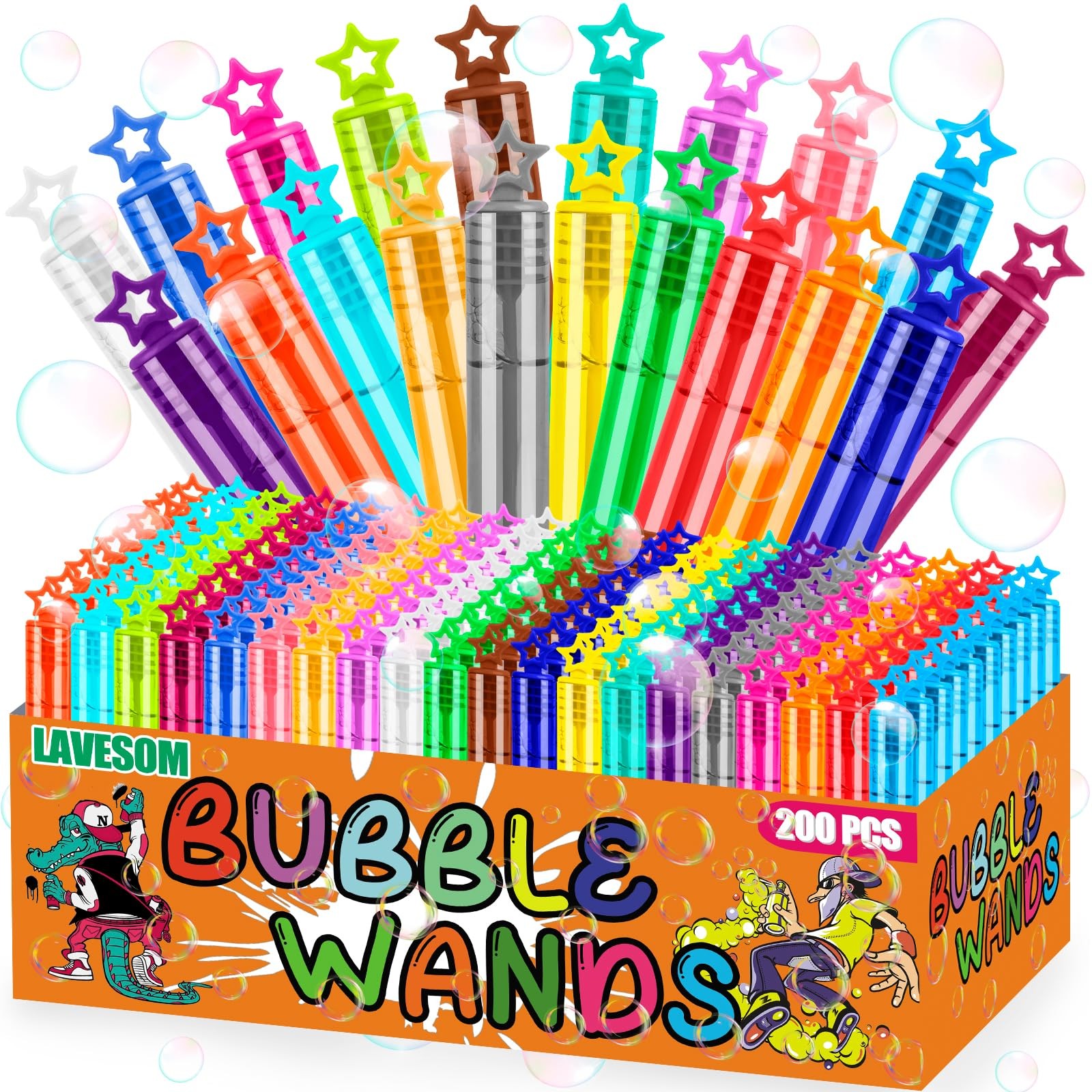 200PCS 20Colors Star Mini Bubble Wands,Party Favors Toys for Kids Child,Bath ...