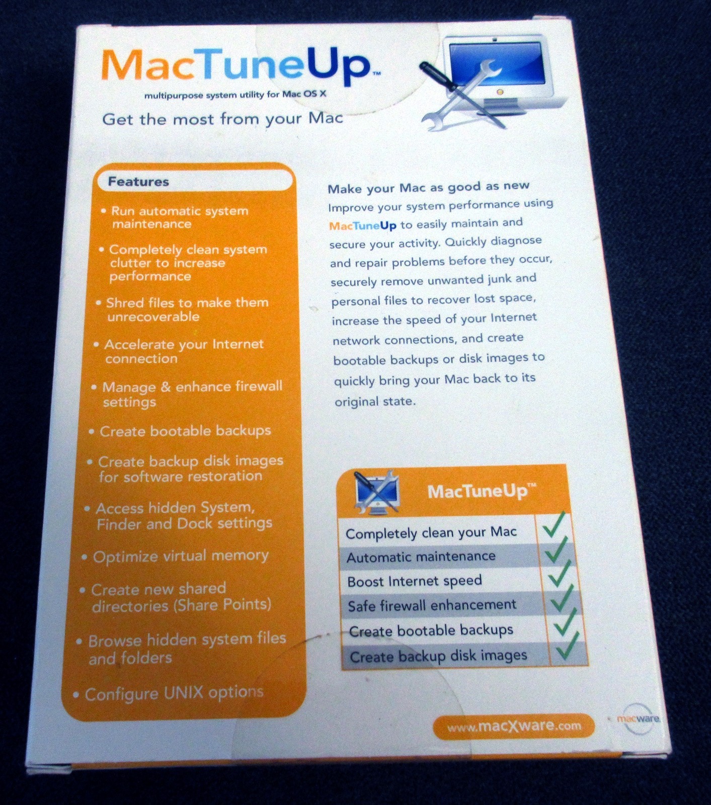 Macware MacTuneUp Macintosh Software Vintage Apple Mac OS X xyz