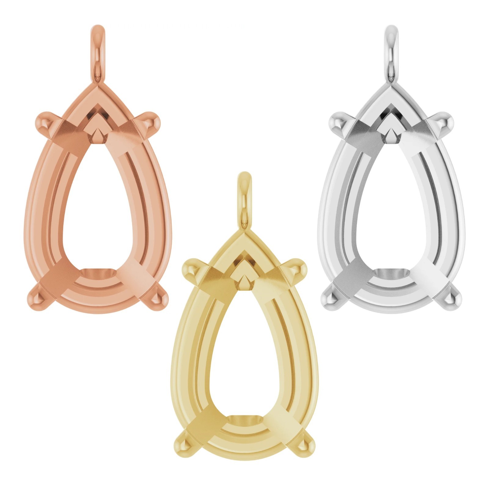 10K 14K 18K Gold, Platinum & Silver Pear 4-Prong Dangle