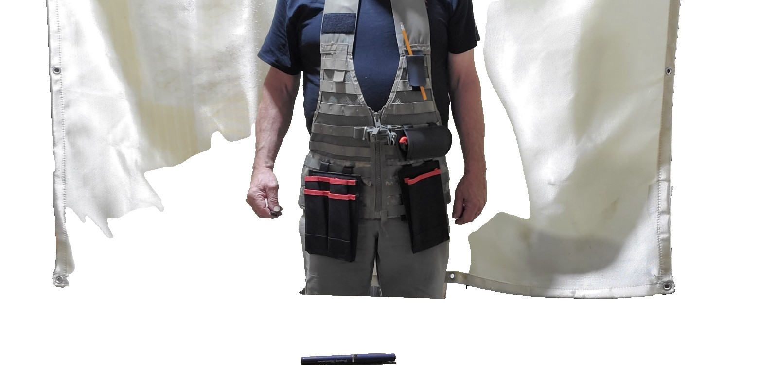 Modified FLC/MOLLE Tool Vest w/ 3 Pouches Utility Knife Hammer & Pencil Holder