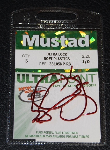 5 Pack Mustad Ultra Point 38105NPRB-10 Ultra Lock Soft Plastics Hooks Size 1/0