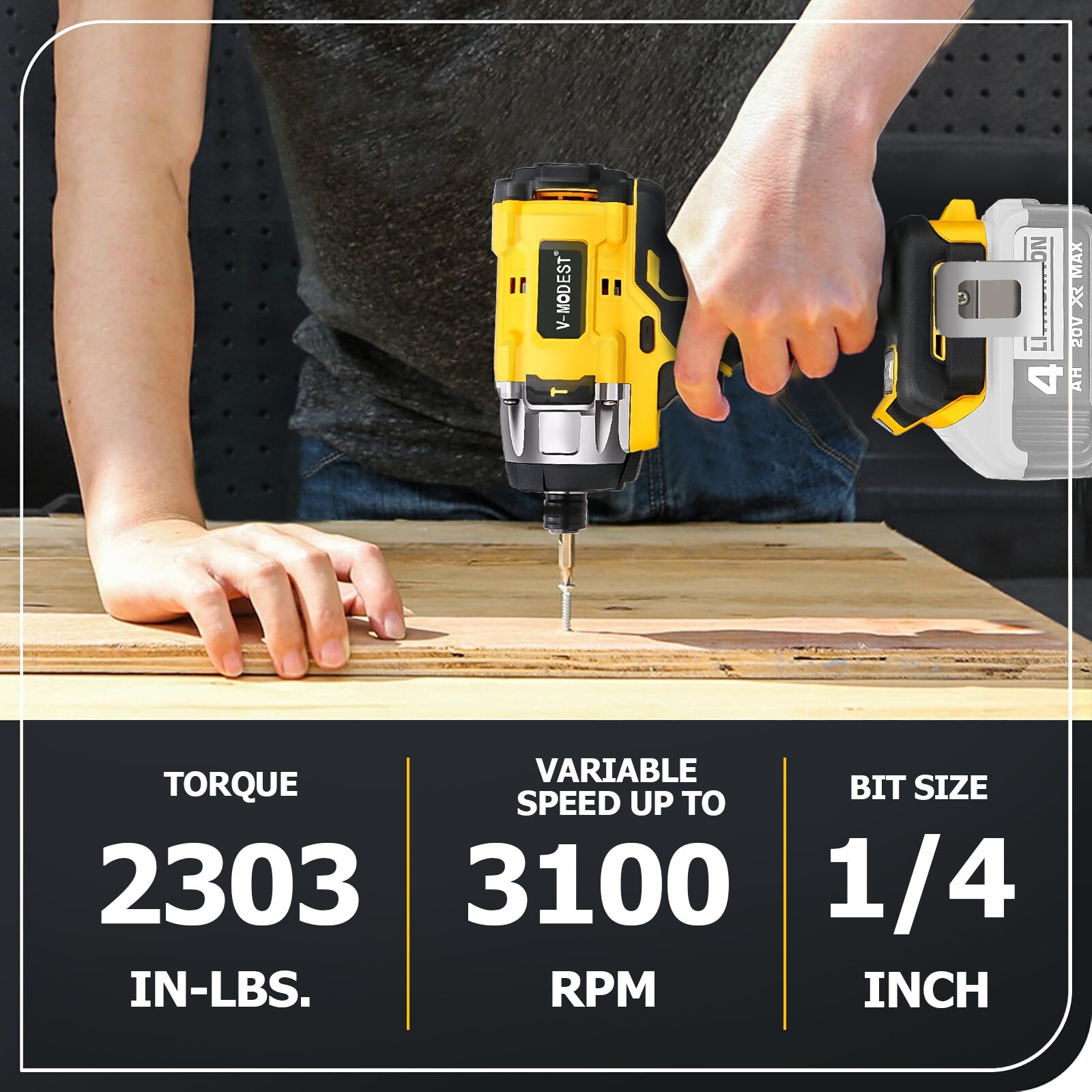 Compatible DEWALT 20V Power Tool Combo Impact Wrench/Angle Grinder/Hammer Drill