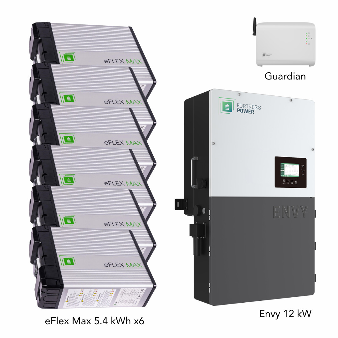 6 x Fortress Power eFlex MAX 5.4kWh (32.4kWh) w/ Envy 12kW inverter + Guardian